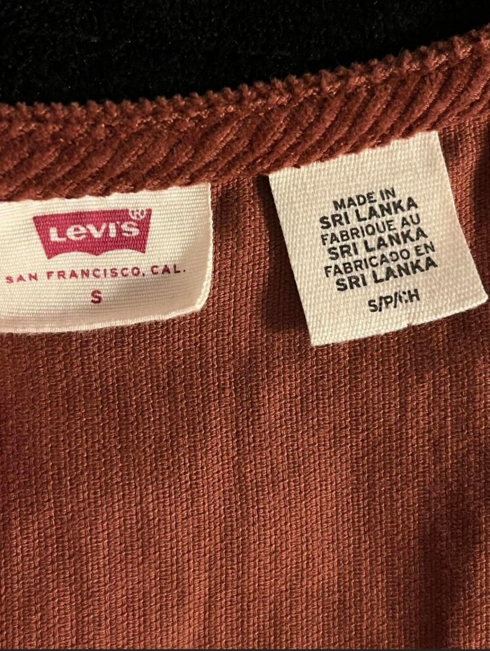 Levi's Rust-Brown Corduroy Button-Front Mini Dress - Picture 2 of 2